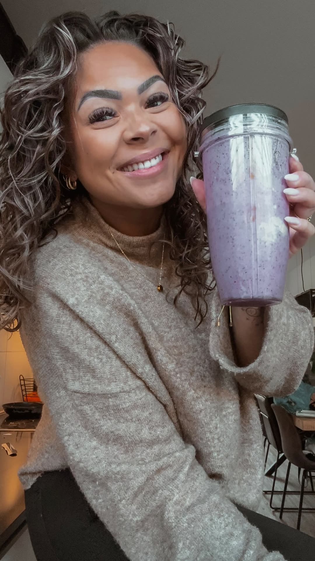 Michelle with a blueberry shake